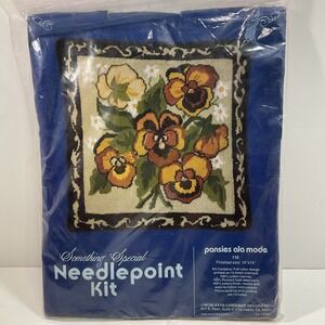 Candamar Something Special ~Pansies Ala Mode~ Needlepoint  Pillow CoverKit  #110